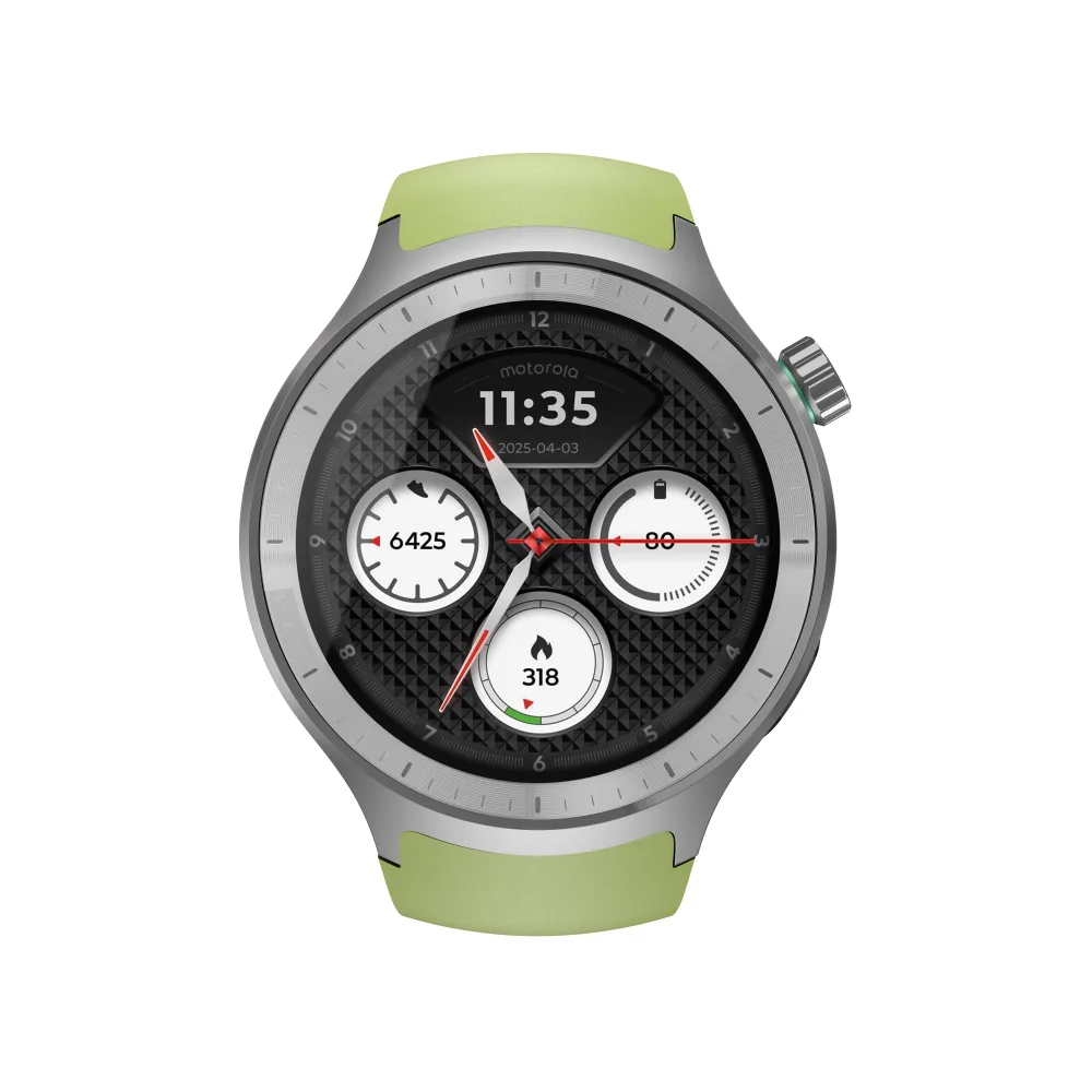 Motorola Moto Watch - Matte silver - smart watch with band - silicone - pantone herbal garden - display 1.4" - 4 GB - Bluetooth - 40 g
