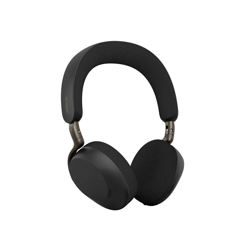 Jabra Evolve3 75 UC - Headset - on-ear - Bluetooth - wireless - active noise cancelling - USB-A via Bluetooth adapter - noise isolating - black - with wireless charging pad - UC certified, Zoom Certified, Google Meet Certified