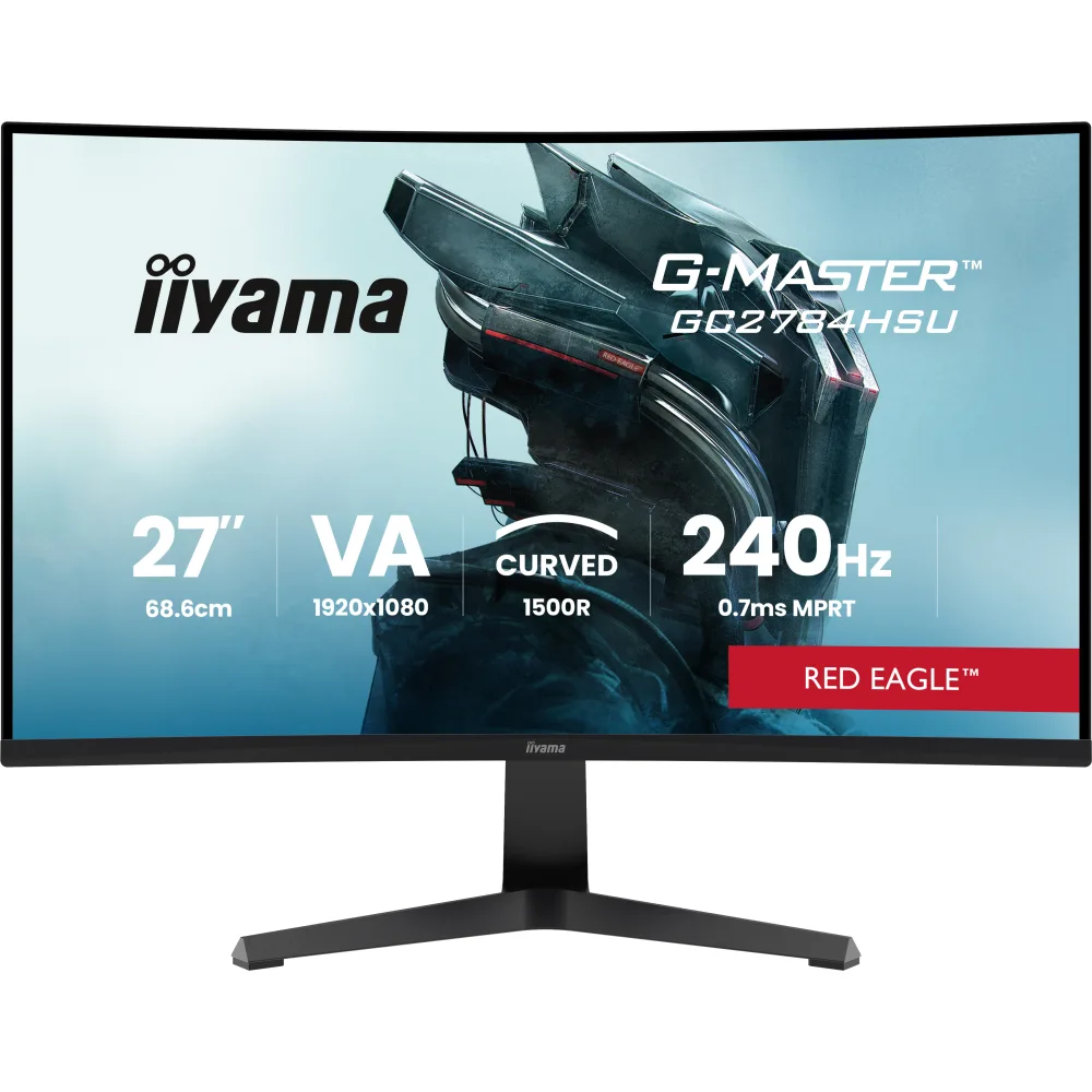iiyama G-MASTER Red Eagle GC2784HSU-B1 - LED monitor - gaming - curved - 27" - 1920 x 1080 Full HD (1080p) @ 240 Hz - VA - 350 cd/m² - 4000:1 - HDR10 - 0.7 ms - 2xHDMI, DisplayPort - speakers - black