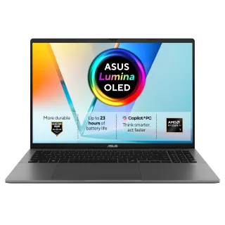 ASUS Vivobook S16 M3607GA-SH001W - Copilot+ PC - AMD Ryzen AI 7 - 445 / up to 4.6 GHz - Win 11 Home - Radeon 840M - 16 GB RAM - 1 TB SSD NVMe - 16" OLED 1920 x 1200 - Wi-Fi 6, Bluetooth - matte grey