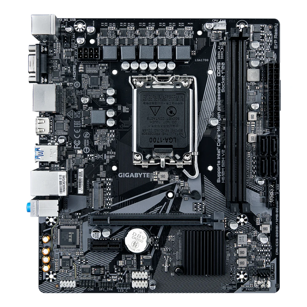 Gigabyte H610M S2H V2 Intel 1700 Socket Motherboard, Micro-ATX, 2x DDR5 Slots, 1x M.2 Socket, GbE LAN, 1x D-Sub / 2x DisplayPorts / 1x HDMI Port