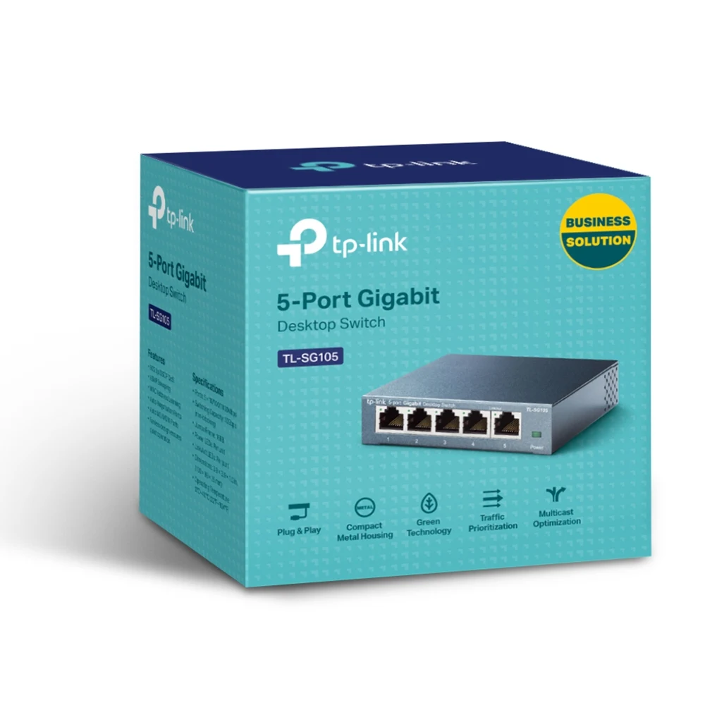 TP-Link TL-SG105 5-Port Gigabit Desktop Switch, Steel Case