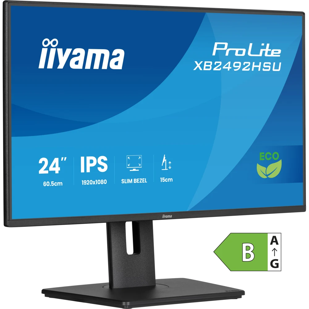 iiyama ProLite XB2492HSU-B1 - LED monitor - 24" (23.8" viewable) - 1920 x 1080 Full HD (1080p) @ 120 Hz - IPS - 300 cd/m - 1500:1 - 3 ms - HDMI, DisplayPort - speakers - black, mat