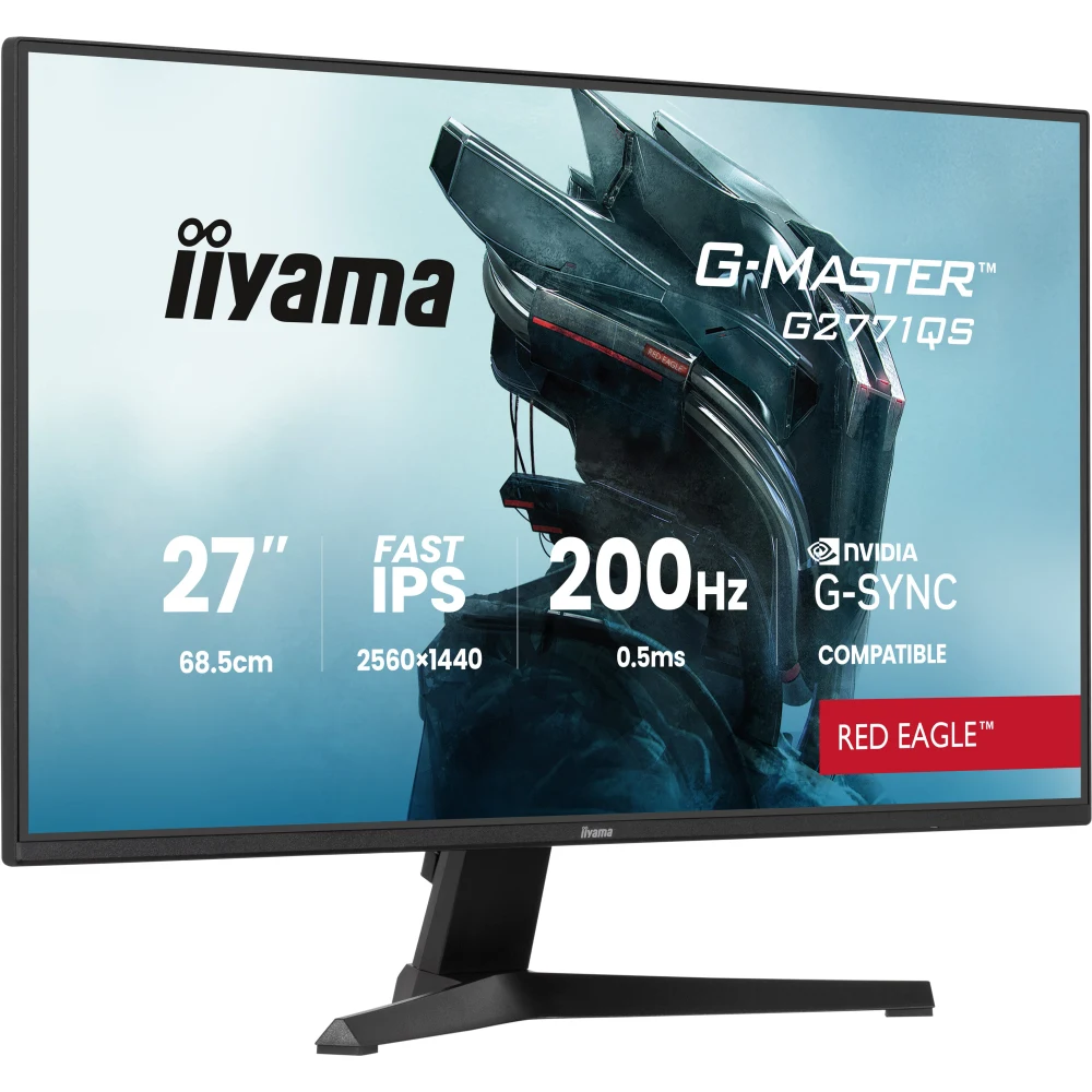 iiyama G-MASTER Red Eagle G2771QS-B1 - LED monitor - gaming - 27" - 2560 x 1440 WQHD @ 200 Hz - Fast IPS - 350 cd/m - 1200:1 - 0.2 ms - HDMI, DisplayPort - speakers - black, matte