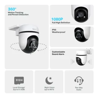 Tapo C500 V1 - Network surveillance camera - indoor, outdoor - dust resistant / water resistant - colour (Day&Night) - 1920 x 1080 - 1080p - fixed focal - audio - wireless - Wi-Fi - 2.4GHz radio - H.264