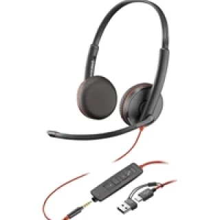 HP Poly Blackwire 3225 - Blackwire 3200 Series - headset - on-ear - wired - 3.5 mm jack, USB-C - black - Certified for Skype for Business, Cisco Jabber Certified, Avaya Certified, UC certified