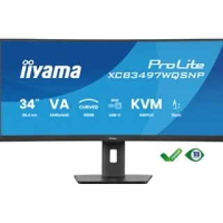 iiyama ProLite XCB3497WQSNP-B1 - LED monitor - curved - 34" - 3440 x 1440 UWQHD @ 120 Hz - VA - 350 cd/m² - 3000:1 - 0.4 ms - HDMI, DisplayPort, USB-C - speakers - matte black