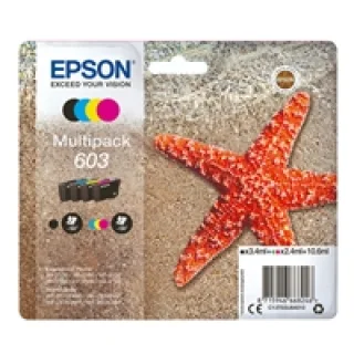 Epson Ink Cartridges, 603, Starfish, Multipack, 1 x 3.4 ml Black, 1 x 2.4 ml Cyan, 1 x 2.4 ml Magenta, 1 x 2.4 ml Yellow, Standard
