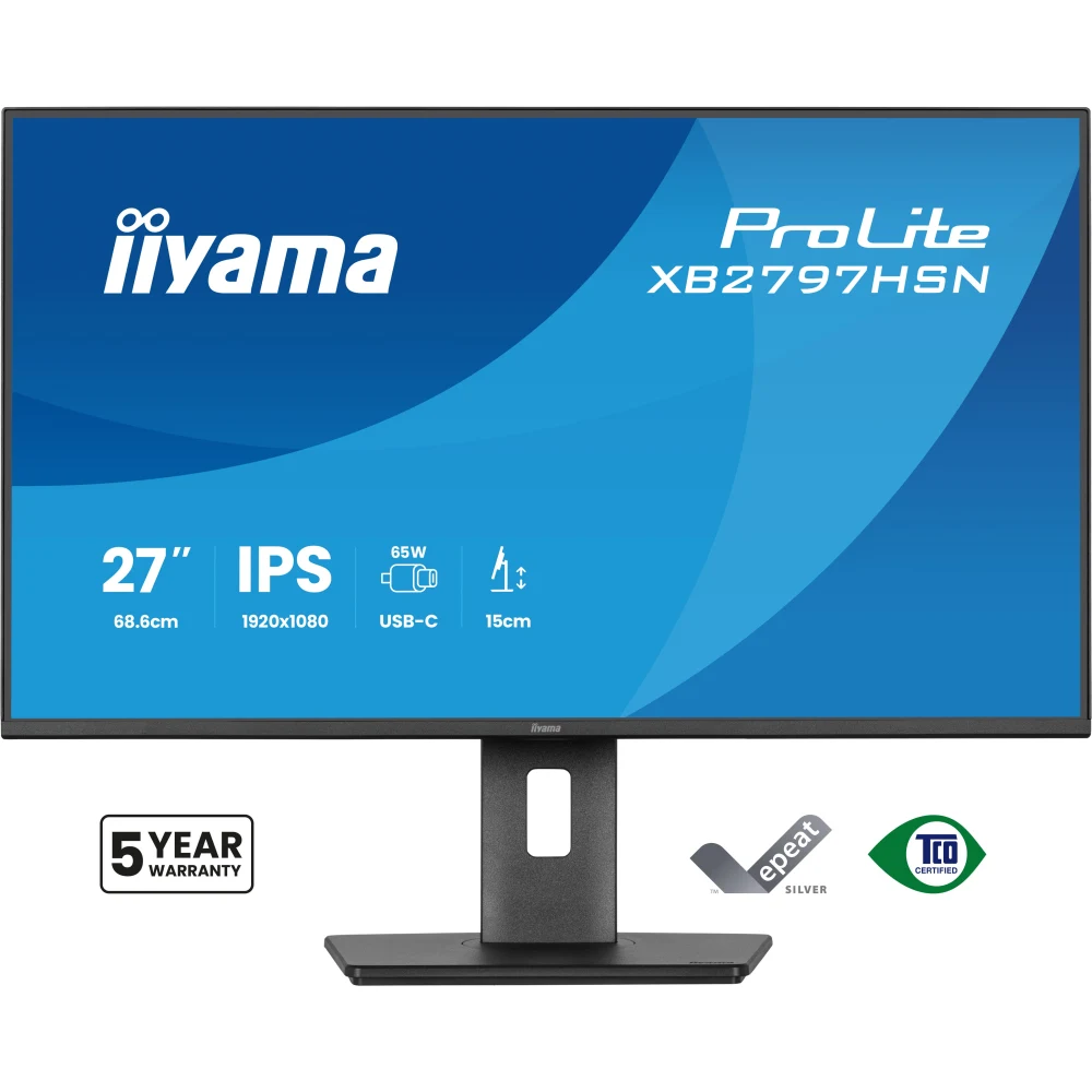 iiyama PROLITE XB2797HSN-B1 27 inch IPS Monitor, Full HD, 1ms, HDMI, DisplayPort, Freesync, 100Hz, Speakers, Black, Internal PSU