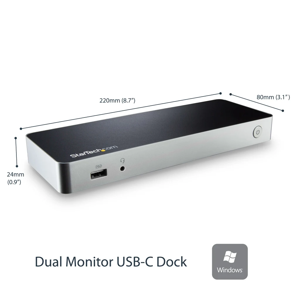 DUAL MONITOR USB C DOCK - MST FOR WINDOWS LAPTOPS - 60W PD - 4