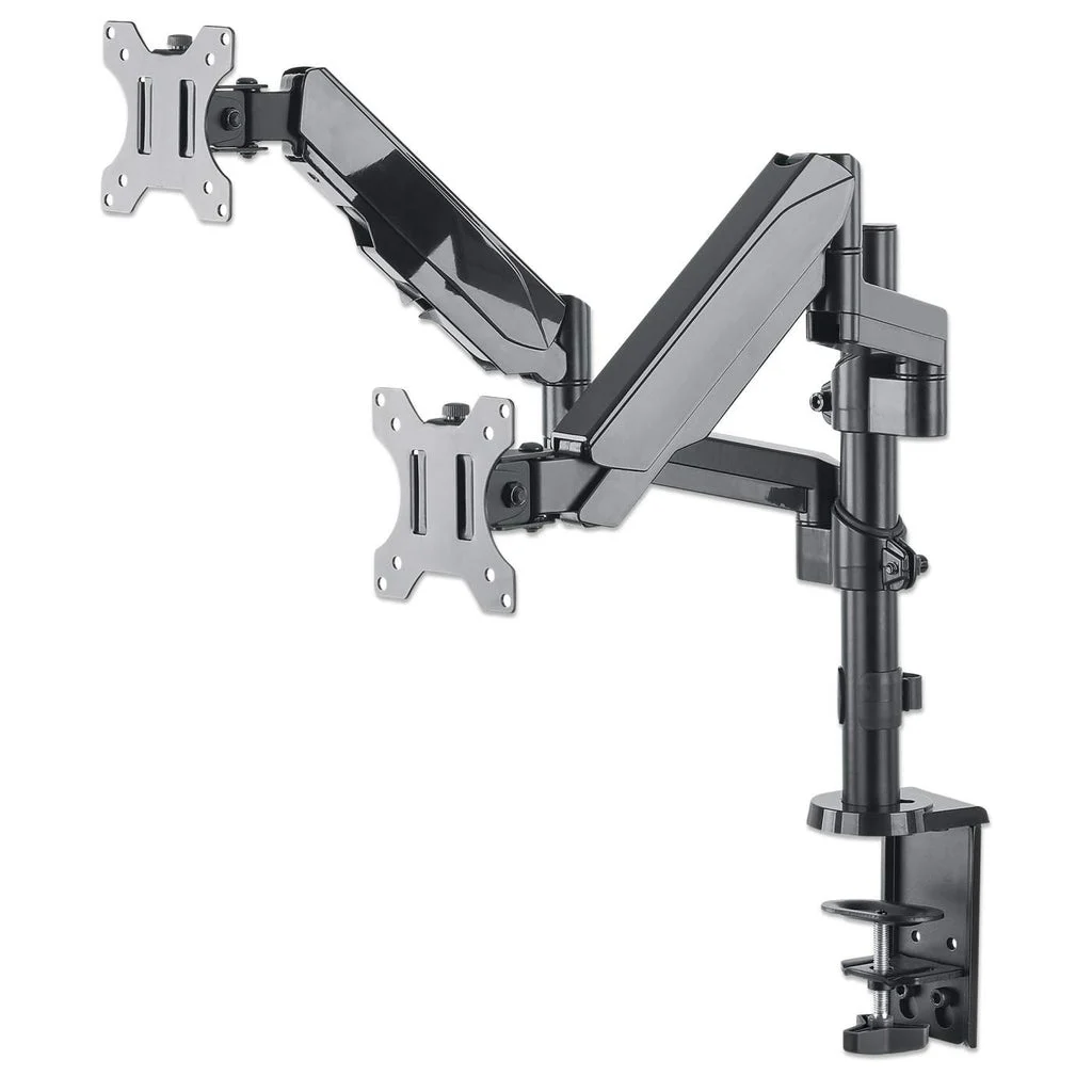 TV/MONITOR DESK MOUNT GAS DUAL- FULL MOTION 27IN CLAMP/GROMMET