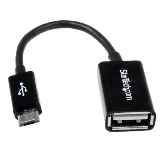 StarTech 5in Micro USB to USB OTG Host Adapter - Micro USB Male to USB A Female On-The-GO Host Cable Adapter (UUSBOTG) - USB adapter - USB (F) to Micro-USB Type B (M) - USB 2.0 OTG - 12.7 cm - black - for P/N: ST4300U3C1, ST4300U3C1B