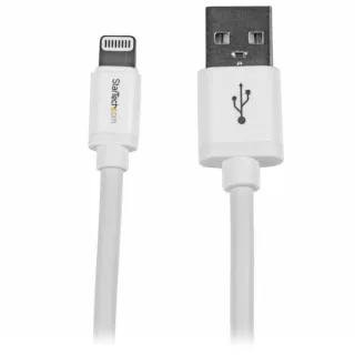 Startech 2m (6ft) Long White Apple 8-pin Lightning Connector to USB Cable for iPhone / iPod / iPad - Charge and Sync Cable (USBLT2MW) - Lightning cable - Lightning male to USB male - 2 m - double shielded - white - for P/N: KITBXAVHDPEU, KITBXAVHDPNA, KIT