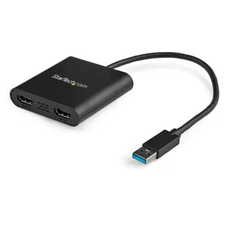 Startech USB 3.0 to Dual HDMI Adapter, 1x 4K 30Hz & 1x 1080p, External Video & Graphics Card, USB Type-A to HDMI Dual Monitor Display Adapter Dongle, Supports Windows Only, Black - USB to Dual HDMI Adapter (USB32HD2) - Adapter cable - TAA Compliant - USB