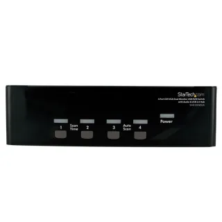 Startech 4 Port DVI VGA Dual Monitor KVM Switch USB with Audio and USB 2.0 Hub (SV431DDVDUA) - KVM / audio / USB switch - 4 x KVM / audio / USB - 1 local user - desktop - for P/N: IM12D1500P, SVA12M2NEUA, SVA12M5NA, USBDVI4N1A6, USBVGA4N1A10, USBVGA4N1A6