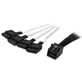 StarTech 1m Internal Mini SAS to SATA Cable - SFF-8643 to 4x SATA (SAS43SAT1M) - SATA / SAS cable - 4 x Mini SAS HD (SFF-8643) (P) to SATA (P) - 1 m - black & silver - for P/N: SFF86448PLT2