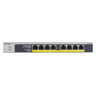 NETGEAR GS108LP - Switch - 8 x 10/100/1000 (PoE+) - desktop, rack-mountable, wall-mountable - PoE+ (60 W) - DC power