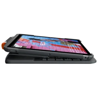 Logitech Slim Folio - Keyboard and folio case - wireless - Bluetooth - QWERTY - UK - graphite - for Apple 10.2-inch iPad (7th generation, 8th generation, 9th generation)