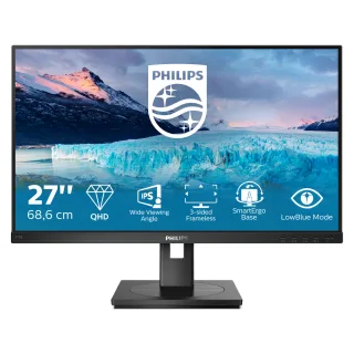 Philips S-line 275S1AE - LED monitor - 27" - 2560 x 1440 QHD @ 75 Hz - IPS - 250 cd/m² - 1000:1 - 4 ms - HDMI, DVI-D, DisplayPort - speakers - black texture