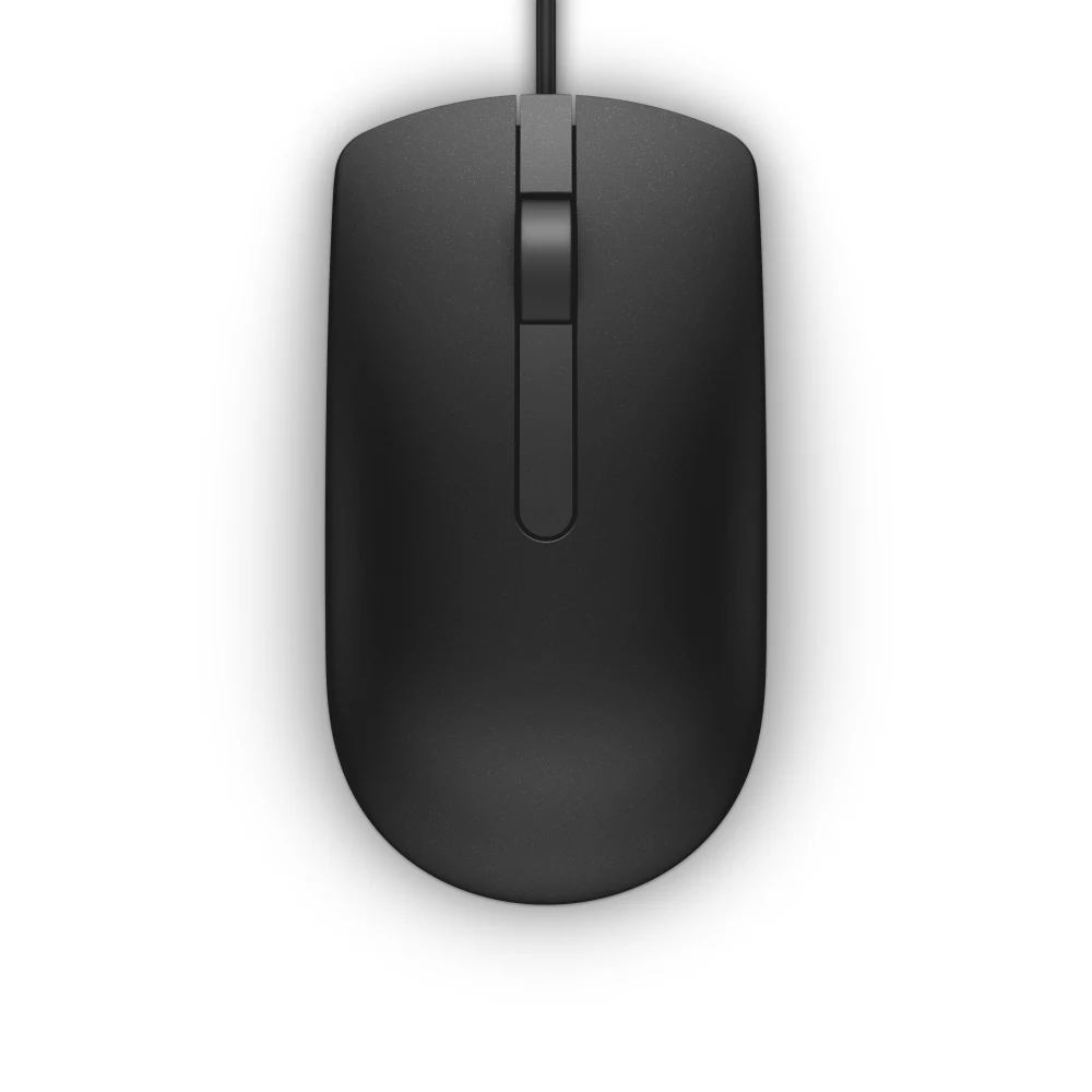 Dell MS116 Wired USB Mouse, 2-Buttons, 1000dpi and Optical Tracking, Ambidextrous Design for PC, Mac and Laptop, Black