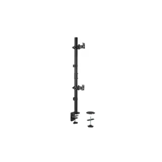 Kensington - Mounting kit (dual arm, C-clamp 10-88 mm, grommet mount 10-88 mm, pole, 2 VESA plates) - full-motion - for 2 flat panels - vertical stacking - steel - black - screen size: 13"-32" - desk-mountable