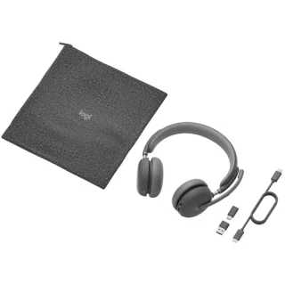 Logitech Zone Wireless 2 UC - Headset - on-ear - Bluetooth - wireless - active noise cancelling - USB-C via Bluetooth adapter - graphite - Optimised for UC