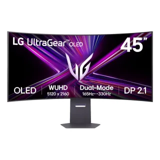 LG UltraGear 45GX950A-B - OLED monitor - gaming - curved - 45" (44.5" viewable) - 5120 x 2160 WUHD @ 165 Hz - 1300 cd/m² - 1500000:1 - DisplayHDR 400 True Black - 0.03 ms - 2xHDMI, DisplayPort, USB-C - speakers - black