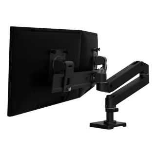 Dual monitor arm - For screens sized up to 27" - Weight Capacity: Maximum individual monitor weight = 9.4 lbs (4.25 kg). Total weight capacity = 18.8 lbs (8.5 kg). Display depth greater than 3" (7.5 cm) may affect weight capacity - Black - Desk-mountable