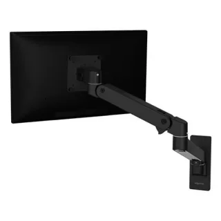 Single monitor arm, wall mounted - For screens sized up to 34" - Weight Capacity: 4 to 22 lbs (1.8 to 10 kg). Display depth greater than 3.6" (9 cm) may affect weight capacity - Black - Wall-mountable (wall mount base, fasteners for wood stud or concrete