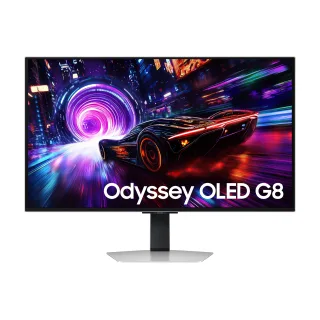 Samsung Odyssey OLED G8 S32FG810SU - G81SF Series - OLED monitor - gaming - 32" - 3840 x 2160 4K UHD (2160p) @ 240 Hz - 260 cd/m² - 1000000:1 - DisplayHDR 400 True Black - 0.03 ms - 2xHDMI, DisplayPort - silver