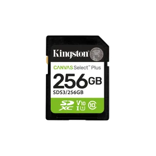Kingston Canvas Select Plus - Flash memory card - 256 GB - Video Class V10 / UHS-I U1 / Class10 - SDXC UHS-I