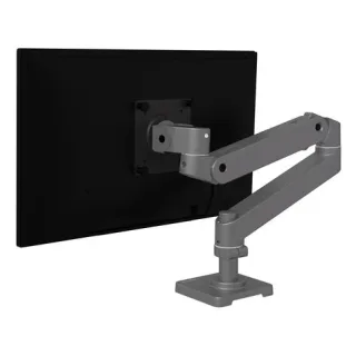 Single monitor arm - For screens sized up to 34" - Weight Capacity: 4 to 22 lbs (1.8 to 10 kg). Display depth greater than 3.6" (9 cm) may affect weight capacity - Dark grey - Desk mountable (2-piece desk clamp)