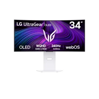 LG UltraGear 34GX90SA-W - OLED monitor - gaming - curved - 34" - 3440 x 1440 UWQHD @ 240 Hz - 1300 cd/m² - 1500000:1 - DisplayHDR 400 True Black - 0.03 ms - 2xHDMI, DisplayPort, USB-C - speakers - white