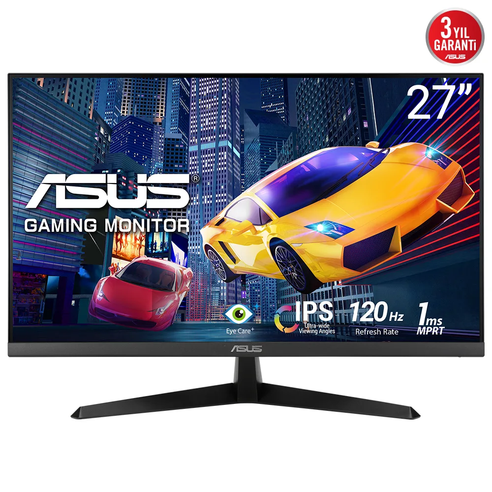 ASUS VY279HGR - LED monitor - gaming - 27" - 1920 x 1080 Full HD (1080p) @ 120 Hz - IPS - 250 cd/m² - 1500:1 - 1 ms - black