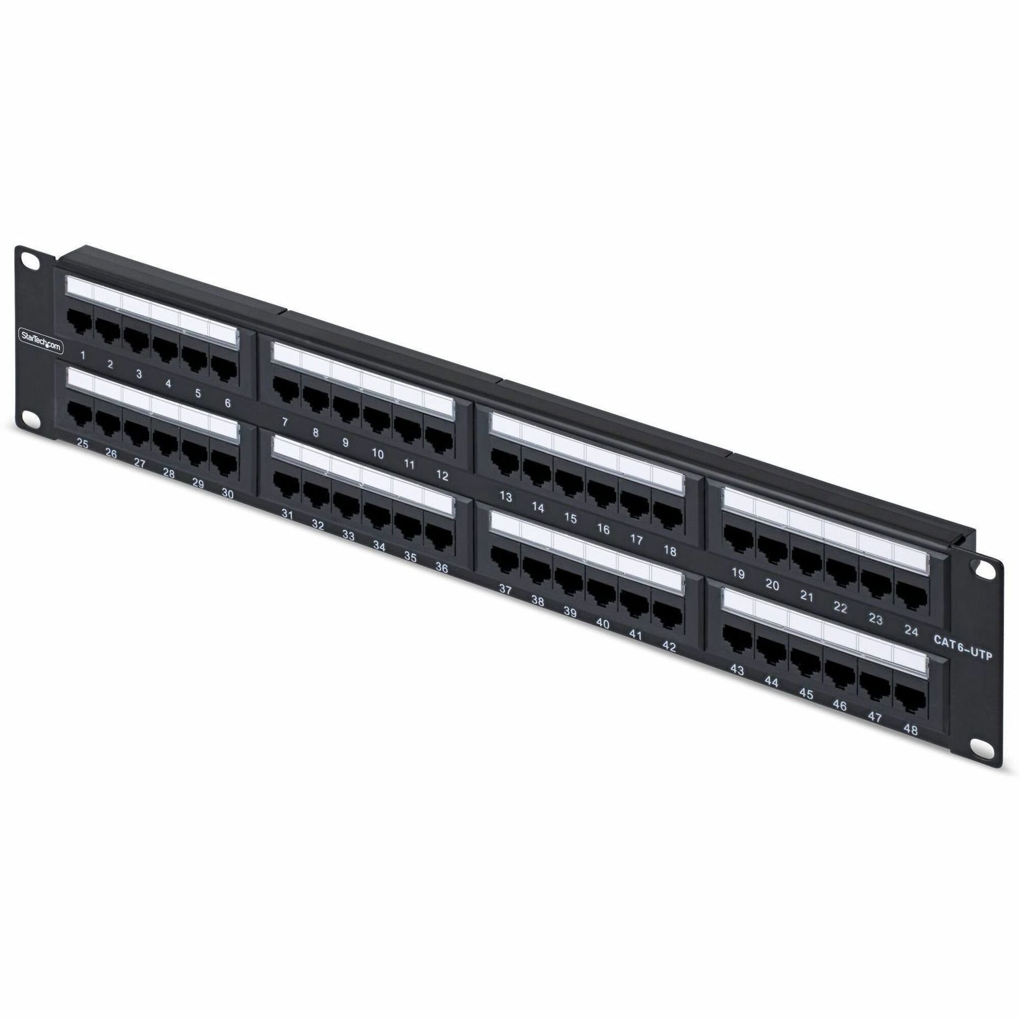 Startech - Patch panel - 110 punch-down - rack mountable - CAT 6 - UTP - RJ-45 X 48 - black - 2U - 19