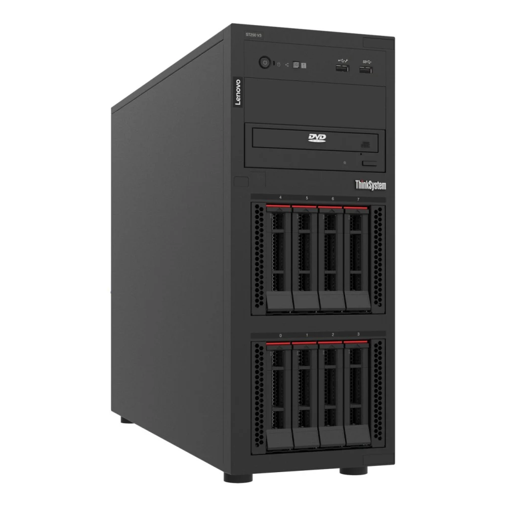 Lenovo ThinkSystem ST250 V3 7DCE - Server - tower 4U - 1-way - 1 x Xeon 6353P / up to 5.4 GHz - RAM 32 GB - hot-swap 2.5" bay(s) - no HDD - Matrox G200 - Gigabit Ethernet - no OS - monitor: none