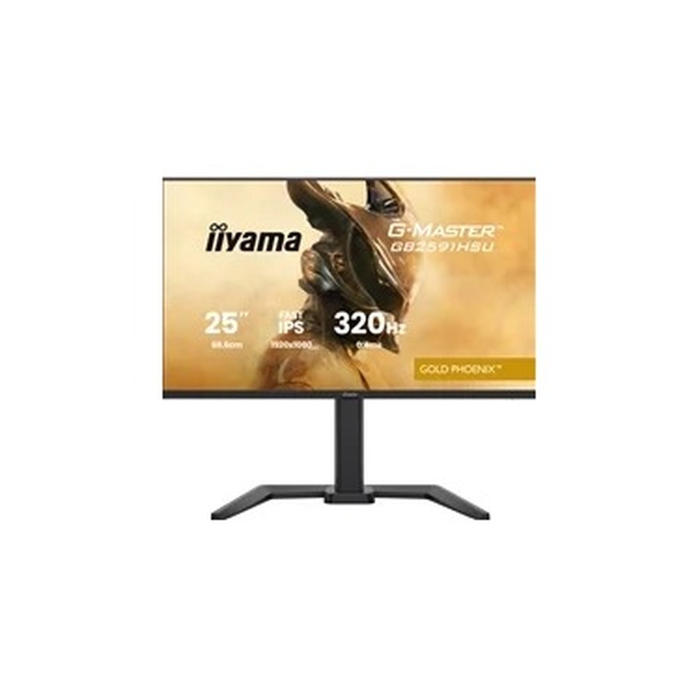 iiyama G-Master GB2591HSU-B1 24.5-Inch Fast IPS LCD, 1920x1080, up to 320Hz, 350 cd/m2 Brightness, 0.4ms MPRT , 2 x HDMI 2.1 + 1 x DP, USB Hub 2x USB 3.2 + 2x USB-C, G-SYNC Compatible/FreeSync Premium, HDR10, 2x2W Speakers, Aux, Height Adjustable Stand