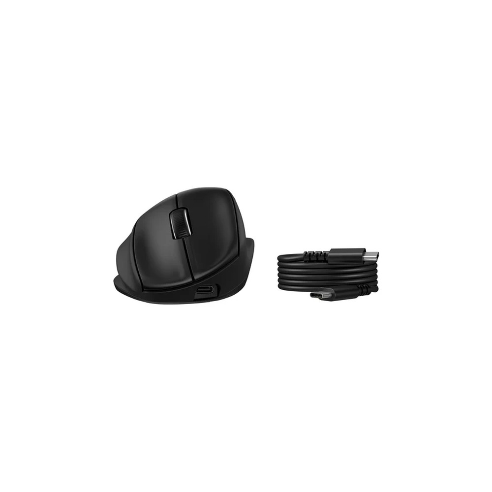 HP 725M - Mouse - ergonomic - 21° semi-vertical tilt - right-handed - 7 buttons - wireless - Bluetooth, 2.4 GHz - USB wireless receiver - black