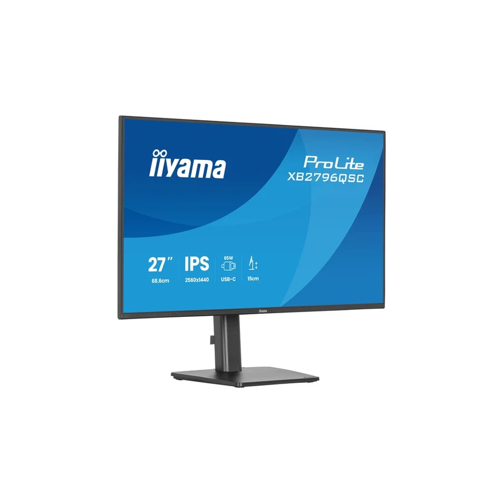 iiyama ProLite XB2796QSC-B1 - LED monitor - 27" - 2560 x 1440 QHD @ 75 Hz - IPS - 350 cd/m² - 1000:1 - 4 ms - HDMI, USB-C - speakers - black, matte