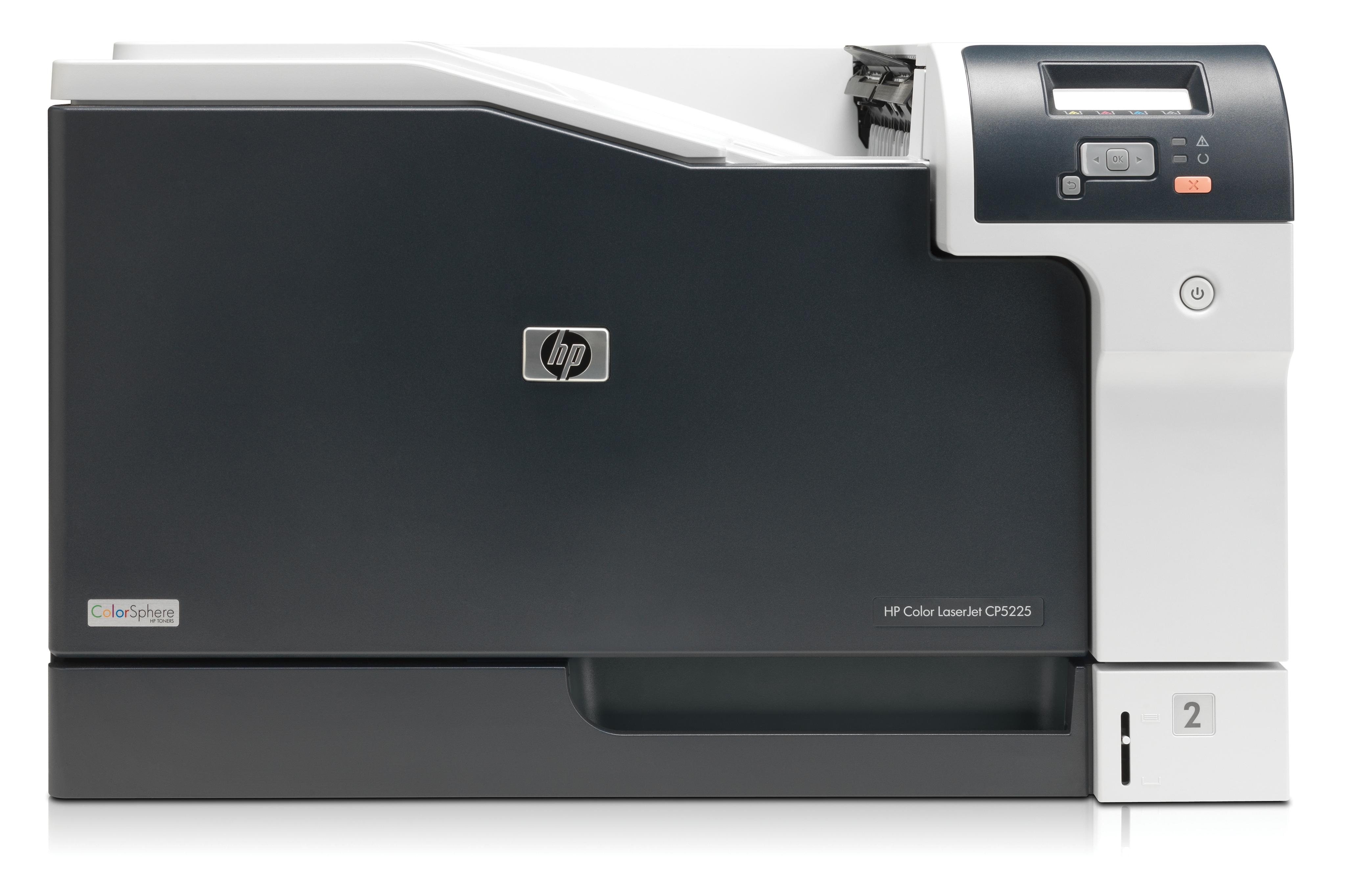 HP Color LaserJet CP5225, print, 20ppm mono & colour, A3, 600x600dpi, 192MB, 100 sheet multi purpose tray, 250 sheet paper tray, hi-speed USB 2.0, oen year warranty