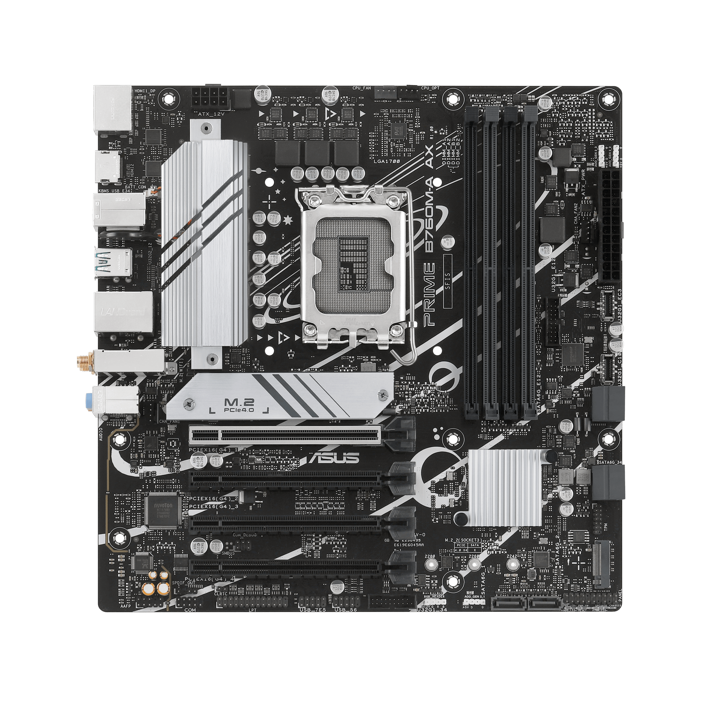 ASUS PRIME B760M-A WIFI II - Motherboard - micro ATX - LGA1700 Socket - B760 Chipset - USB 3.2 Gen 1, USB-C 3.2 Gen 1, USB 3.2 Gen 2 - 2.5 Gigabit LAN, Wi-Fi 6E, Bluetooth - onboard graphics (CPU required) - High Definition Audio (7.1-channel)