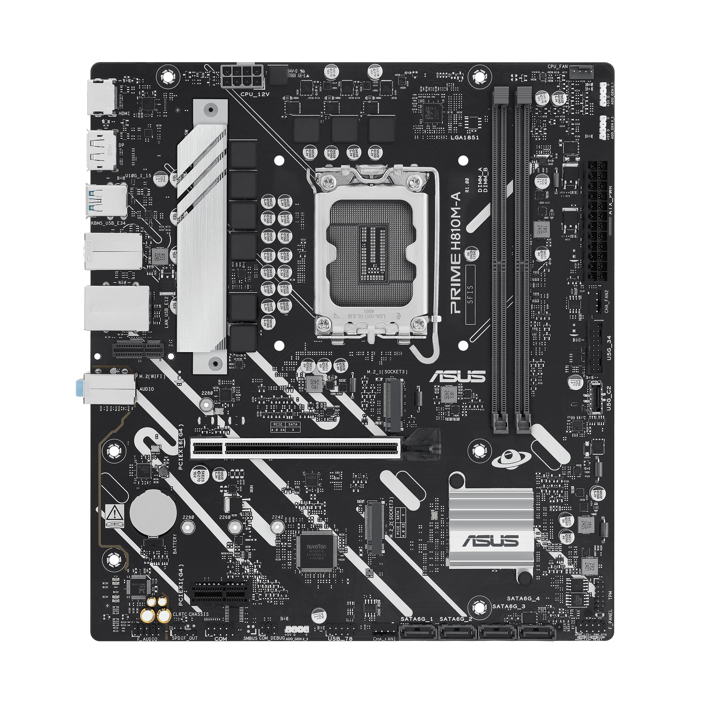 ASUS PRIME H810M-K - Motherboard - micro ATX - LGA1851 Socket - H810 Chipset - USB 3.2 Gen 1 - Gigabit LAN - onboard graphics (CPU required) - HD Audio (8-channel)