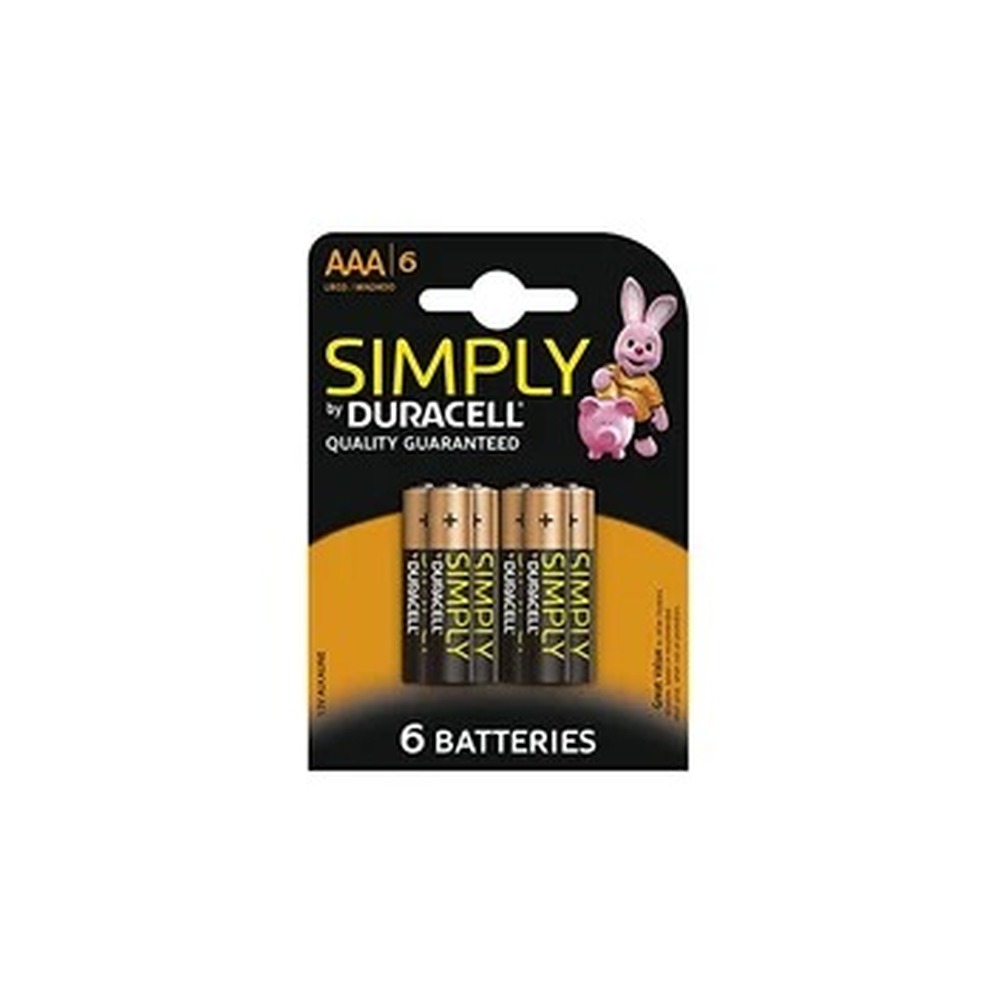 Duracell Simply Alkaline Pack of 6 AAA Batteries