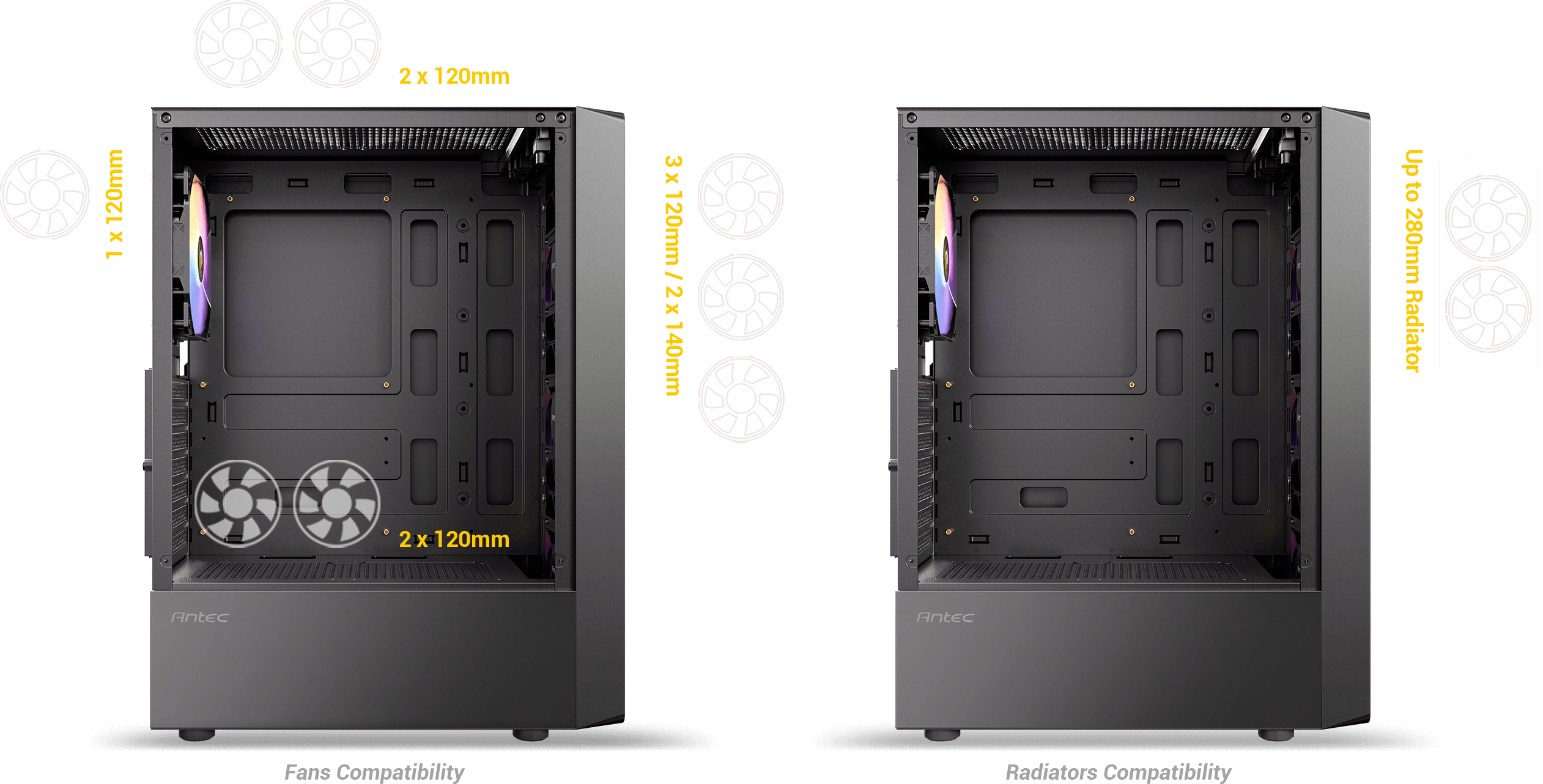 Antec AX26 RGB Elite Mid-Tower Gaming PC Case - Pre-Installed 4 x 120mm Fixed-RGB Fans, Tempered Glass Side Panel, High-Airflow Mesh Front - ATX/Micro-ATX/ITX