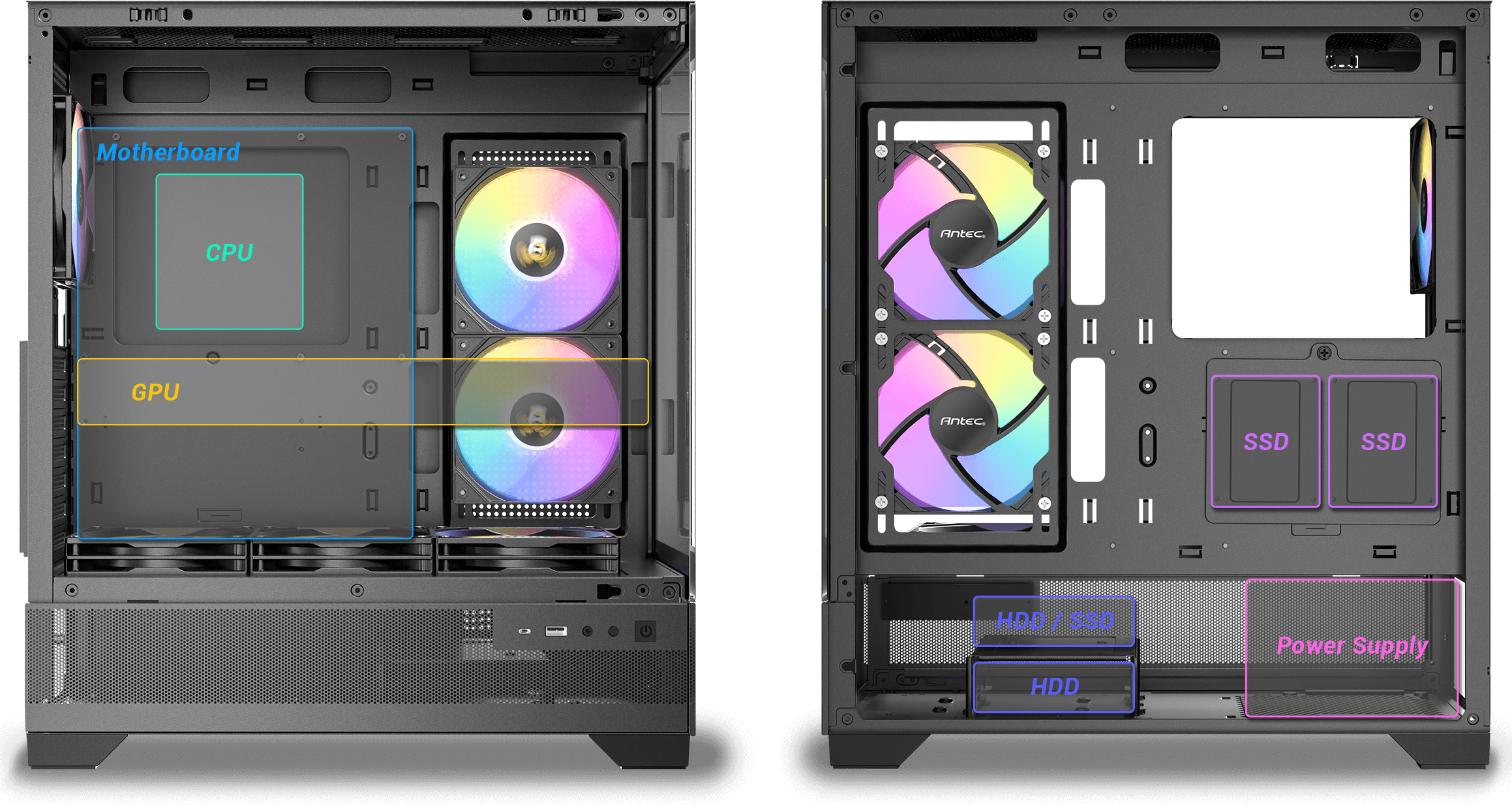 ANTEC CX700 Mid Tower Gaming Case, Black, 270 Full-View Tempered Glass, 3 x 120 mm ARGB PWM Fans, 1 x USB 3.0 / 1 x USB Type-C, ATX, Micro ATX, ITX