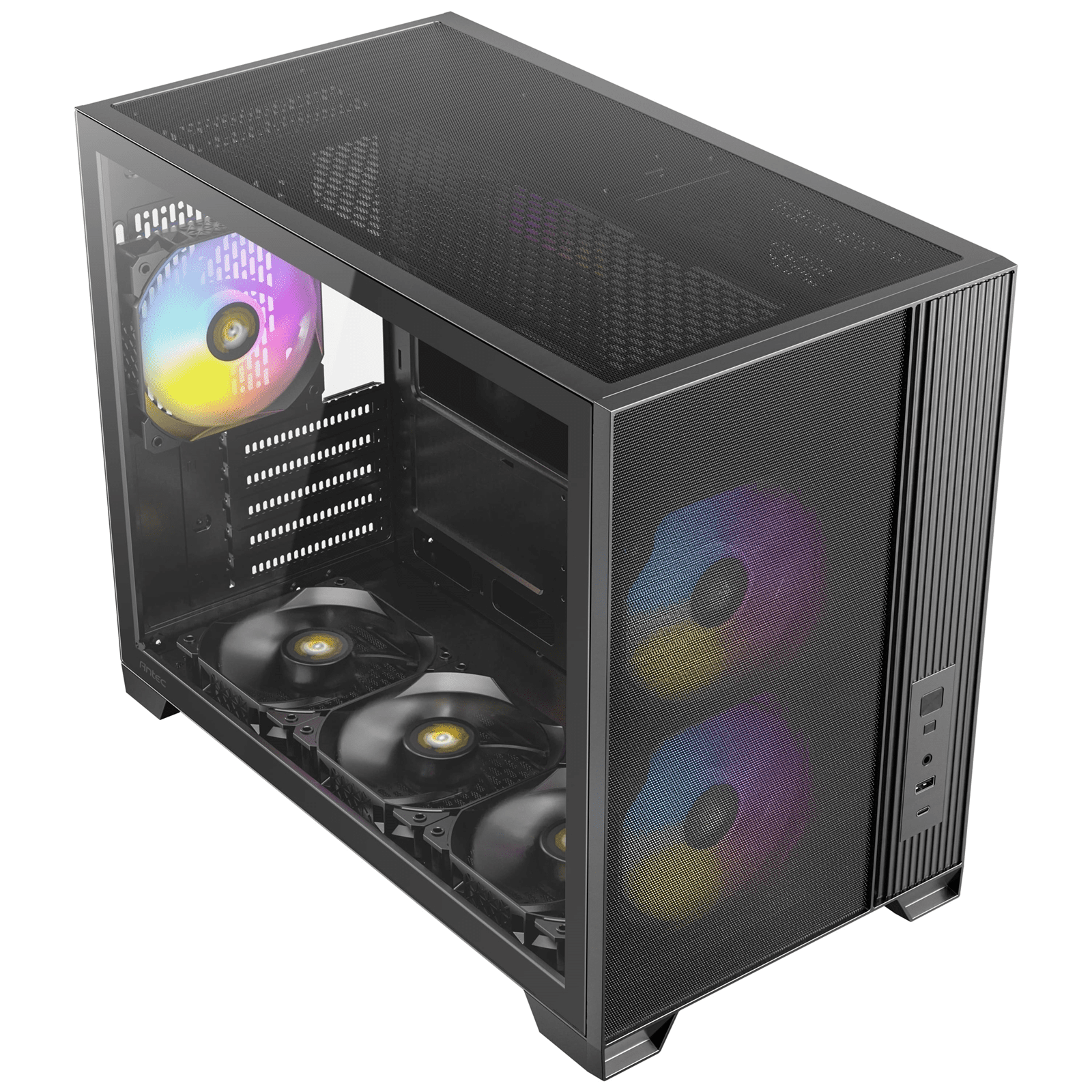 Antec FLUX M Mini Tower PC Case - Tempered Glass, Steel/Plastic, 6 PWM Fans, USB-C, Micro-ATX/ITX Compatibility