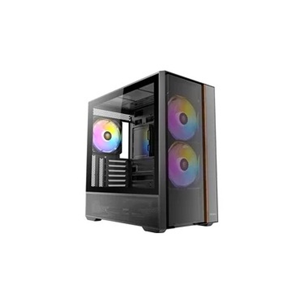 Antec FLUX Rear Mid Tower PC Case - Tempered Glass, Steel/Plastic/Wood, 5 PWM Fans, USB-C, ATX/Micro-ATX/ITX Compatibility