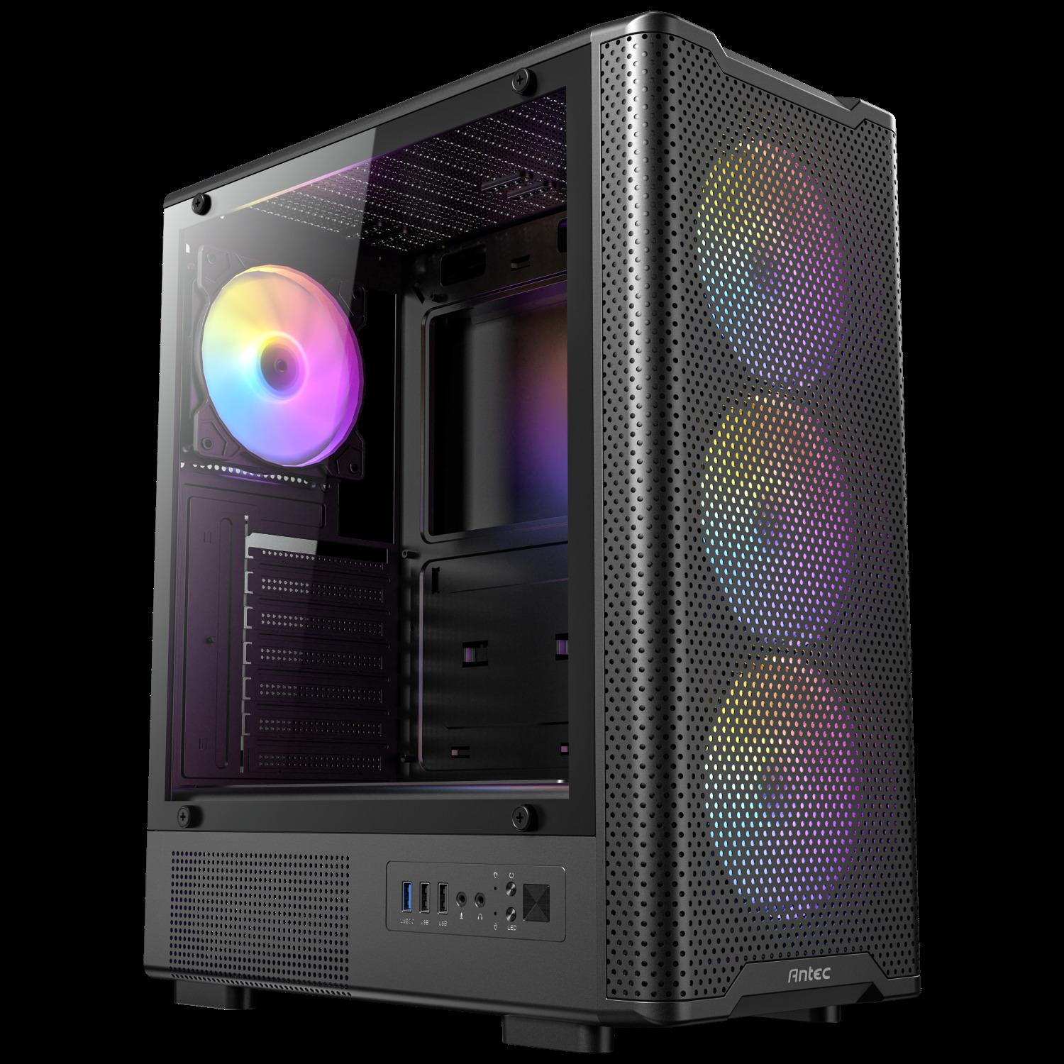 Antec VX310 ARGB  Mid-Tower Gaming PC Case - Pre-Installed 4 x 120mm ARGB Fans, Tempered Glass Side Panel, High-Airflow Mesh Front - ATX/Micro-ATX/ITX