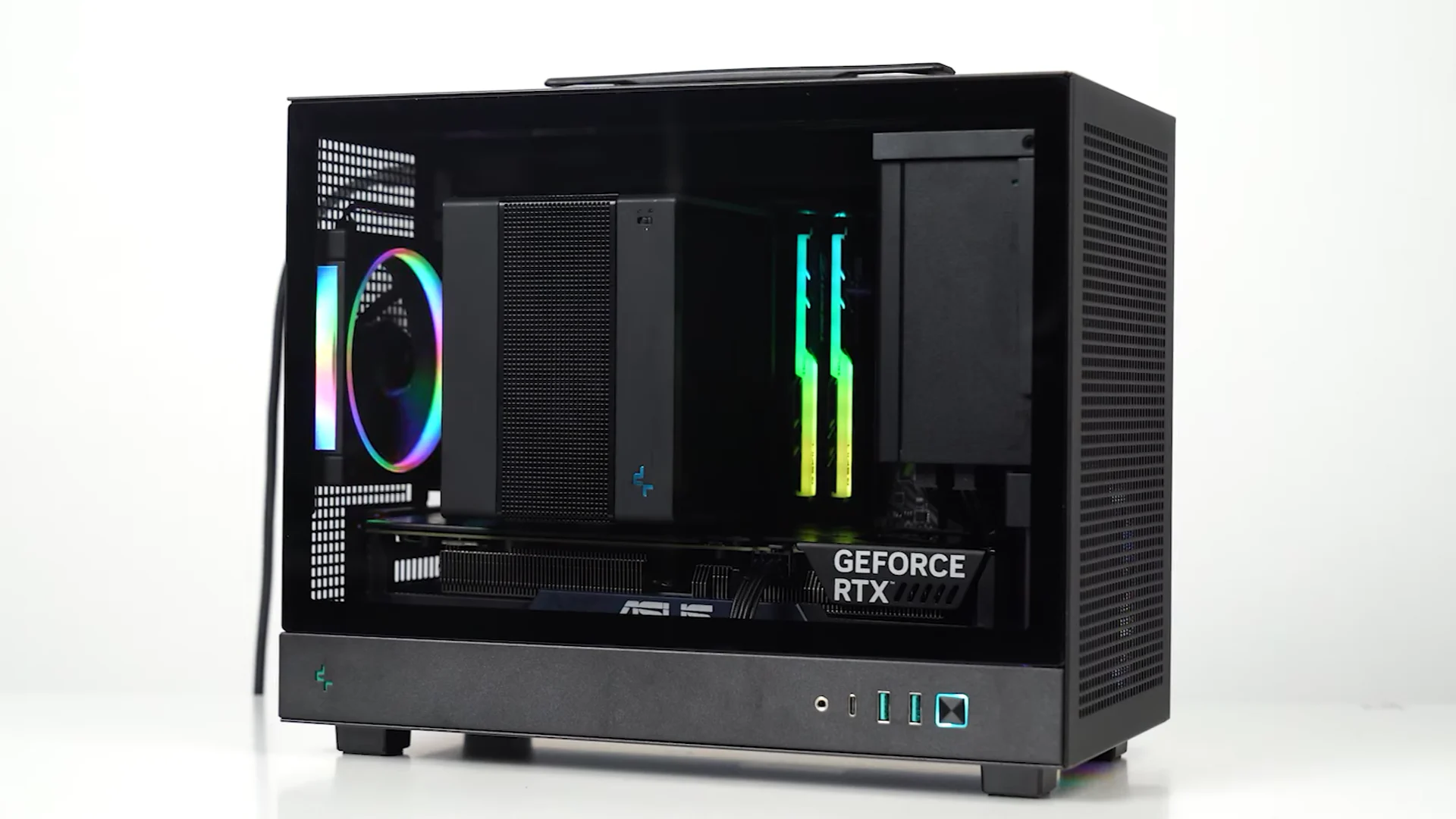 DeepCool CH160 PLUS Mini-ITX Mini Tower PC Case, Tempered Glass, High-Airflow Mesh Design, USB-C & USB 3.0 Front I/O, Supports ATX PSU & 305mm GPU, Black