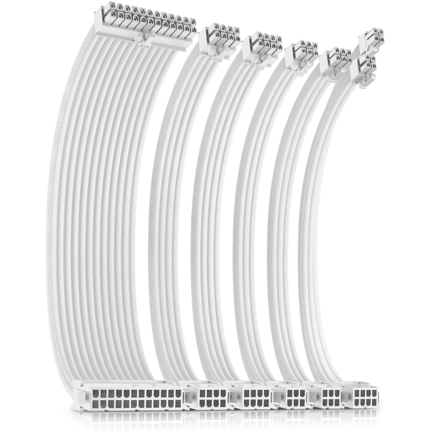Antec White/Blue PSU Extension Cable Kit - 6 Pack (1x 24 Pin, 1x 4+4 Pin, 2x 8 Pin, 2x 6 Pin)